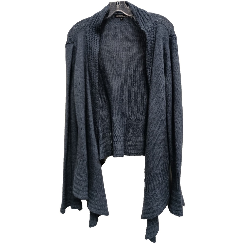 Berretti Womens Cardigan Medium Blue Wool Blend Cascading Timeless Quite Luxury